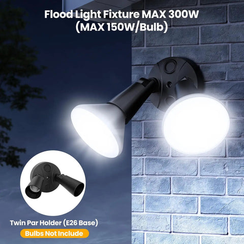 2 Pack Adjustable Twin Par Outdoor Flood Light Fixture Max 300W Security Lighting With Switch Control For Garage Driveway Porch Gives Hella Bright Coverage And Rock Solid Installation