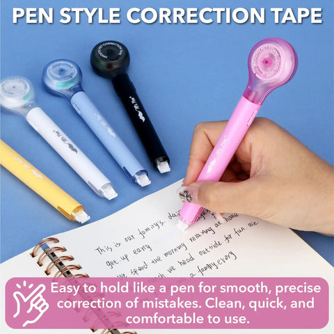 Correction Tape Pen Set 10 Pack With 0.2 Inch Tape Width And 293 Inch Length Bright Colors for quick clean corrections on paper