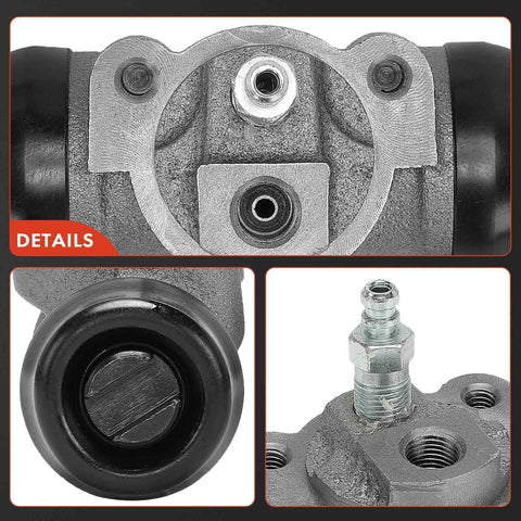 Close-up of Rear Drum Brake Wheel Cylinder Kit 2 Piece Set For Toyota Tundra 2000 2007, 4Runner details, metal and rubber parts