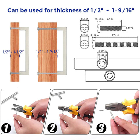 Detailed installation guide for 30 Pack 6-1/4 Inch Square Cabinet Handles In Brushed Nickel Stainless Steel Drawer Pulls