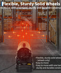 Pro Level 70000 Btu Kerosene And Diesel Forced Air Heater with sturdy wheels displayed in a warehouse setting.