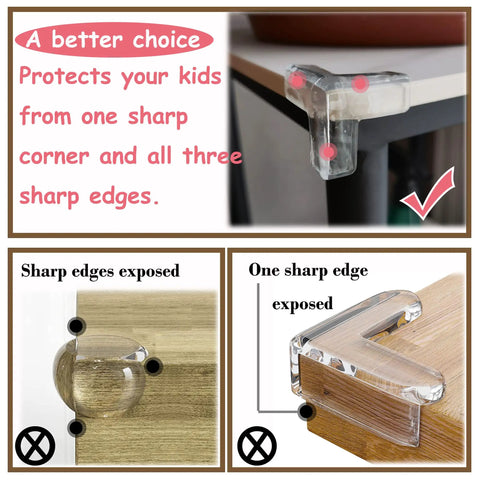 Ultra Clear Silicone Corner Protectors For Baby Proofing T Shaped Furniture Edge Guards, showing edge bumpers for safety.