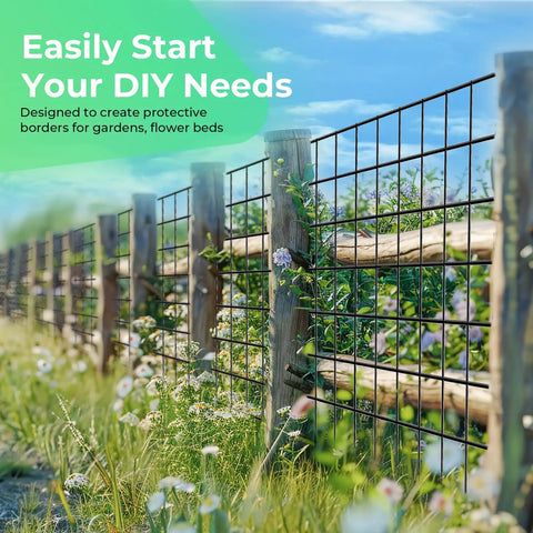 Vinyl Coated Welded Wire Garden Fence Roll 48 Inch by 100 Foot 2 Inch by 3 Inch Mesh used as garden border fencing.