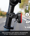 Close-up of Vmax Plus 150 rear light mounted on a bike post, part of Lumina Micro 900 Front Bike Light And Vmax Plus 150 Rear Light USB Rechargeable Combo.