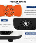 Pro Grade Optical Frame Warmer Equipped With Ceramic Hot Air System For Eyewear Frames showing air outlet, inlet and non-slip foot pad details.