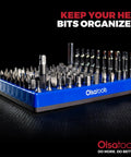Beefy Extra Large Hex Bit Organizer With Magnetic Base, Heavy Duty Screwdriver Bit Holder For Shop And Garage, Blue XL