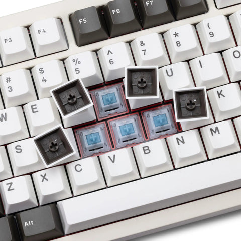 Badass Cnc Aluminum Mechanical Keyboard Featuring Smooth Triple Mode Wireless Connectivity Quick Release Design And Dope Hot Swap Pbt Keycaps, top view showing keys and switches.