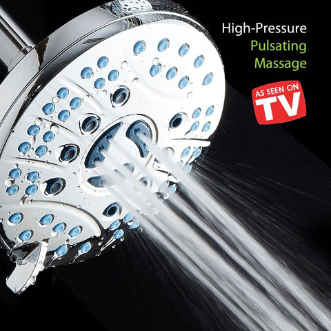 High Pressure 6 Setting Rain Shower Head 6 Inch Chrome Finish With Hygienic Anti Clog Nozzles For Cleaner More Powerful Showers