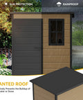 5x3ft Resin Outdoor Storage Shed With Floor Lockable Door And Window Built Tough For All Weather Waterproof Tool Storage
