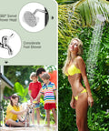 Solar Heated Outdoor Shower With 10 Gallon Tank 360 Degree Rotating Shower Head Foot Tap Freestanding 7.2 Ft Kit