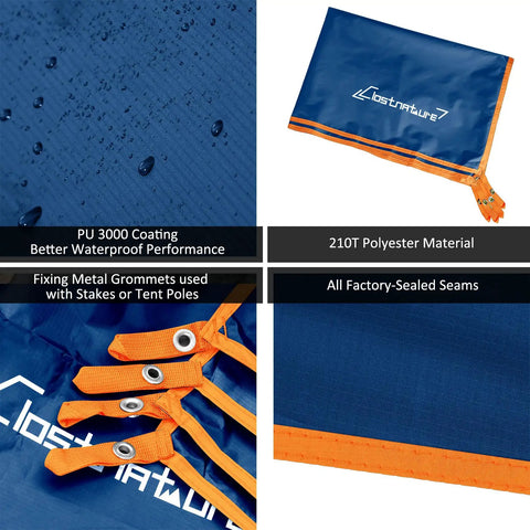 Tent Footprint Ground Cloth Waterproof Tarp For Camping And Backpacking Ultralight Ground Sheet Mat with grommets and sealed seams.