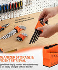 Kickstart Your Handyman Skills With This Awesome LYIYEYAN 27 Piece Hex Key Set! Get Ball End Allen Wrenches Plus Torx Star Bits For Quick Bike Fixes, Furniture Assembly, And Tough Mechanical Repairs. Made From Durable CR V Steel That Handles Heavy Usage. 27-piece hex key set in orange holders, hands organizing Allen and Torx keys