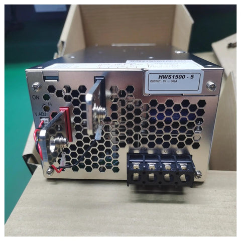 Built Tough Din Rail Switching Power Supply 1500 Watts 5 Volts DC rear view showing output connections and ventilation.