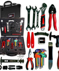 Elite 37 Piece Bike Tool Kit for Mountain Road BMX and E Bikes with locking hard case and various bike repair tools