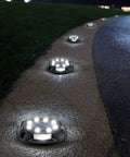 Solar Outdoor Walkway Lights 12 Pack Bright Ground Lights Uplight And Sidelight Waterproof For Yard Garden And Poolside White Finish