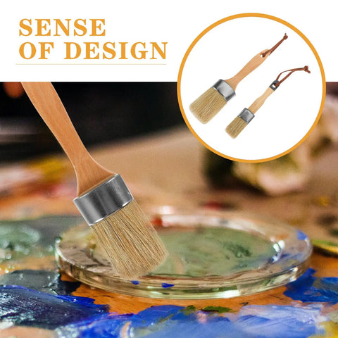 Two Piece Furniture Paint Brush Set With Oval Wood Handle And Synthetic Bristles For Walls Decks And Wood Stains Pro Grade Quality