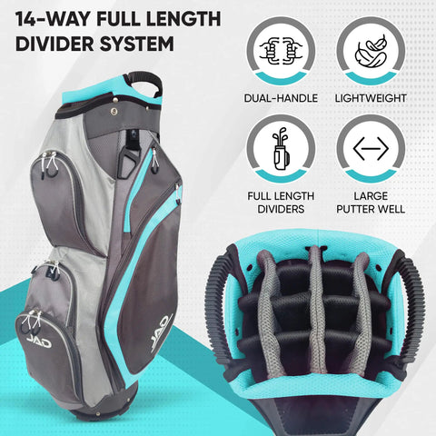 Ultra Lightweight Womens Golf Cart Bag With Dual Handles For Women 14 Way Full Length Top Dividers Large Putter Well Big Pockets