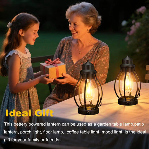 Two Pack Rechargeable Camping Lanterns Battery Operated Hanging Lights For Indoor Outdoor Use USB C Charge