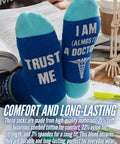Light Blue And Navy Med School Graduation Crew Socks For Future Docs And Nurses Great White Coat Ceremony Gift Milestone Socks For Medical Students And Residents A Fun Motivational Piece For Finals Week displayed on a desk with books