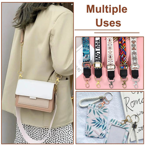 Sturdy Metal Swivel Snap Hooks Bulk Kit With D Rings And Quick Slide Buckles For Keychains Purse Straps Dog Collars And Craft Projects displayed with bag and accessories.