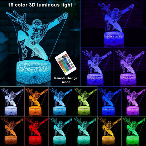 Cool 3D Illusion Night Light For Kids With 16 Color Options And Remote Control Bedside Lamp For Boys And Girls lit in various colors