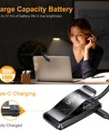 Gritin 9-LED rechargeable clip-on reading light attached to a laptop, black with flexible neck and Type-C charging.