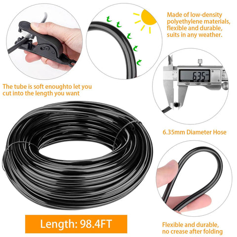Outdoor Misting Kit With 98.4 Feet Of Brass Nozzle Line, 6.35mm hose spiral, measured with caliper, hand holding tube