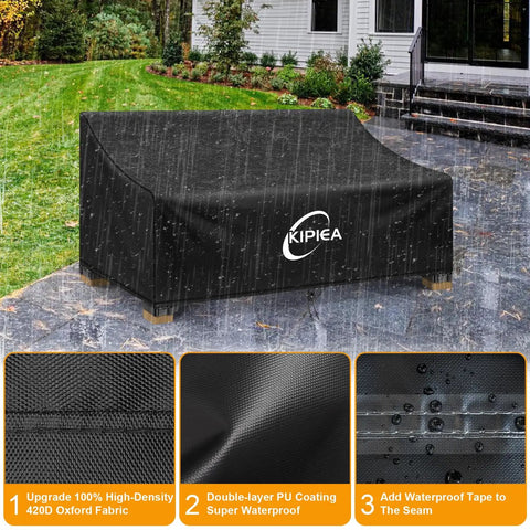 Heavy Duty Patio Sofa Cover For 3-Seat Outdoor Couches Waterproof With UV Guard No Tears No Fading 78 Inch Wide black cover