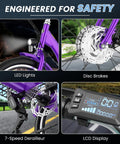 Stable 3 Wheel Electric Tricycle For Adults With 350W Motor 7 Speed Easy Rides No Sweat For Seniors And Daily Errands Comfortable Mobility Bike For Neighborhood Cruising And Grocery Runs, LED lights, disc brakes, LCD display
