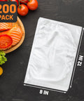 Heavy Duty Vacuum Sealer Bags 8x12 Inch 200 Quart BPA Free Food Saver Storage For Sous Vide Freezer And Meal Prep