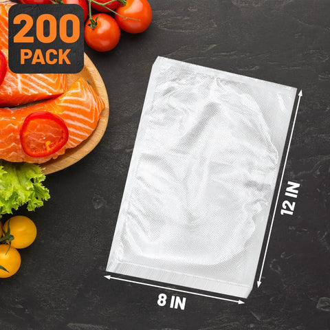 Heavy Duty Vacuum Sealer Bags 8x12 Inch 200 Quart BPA Free Food Saver Storage For Sous Vide Freezer And Meal Prep