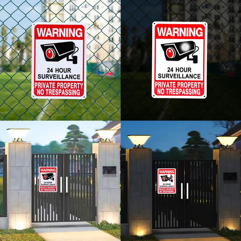2-Pack No Trespassing Signs For Private Property Outdoor Use With Video Surveillance Icon 2025 Version 10x7 UV Printed