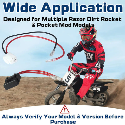 Two Pack Battery Wire Harness Kit For MX350 MX400 PR200 14 AWG Pure Copper Wire With 3 Hole Plug held by motocross rider