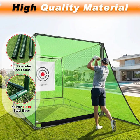 Heavy Duty 1 Inch Steel Frame Golf Driving Cage Net For Backyard Garage Setup And Indoor Simulator With Noise Reduction