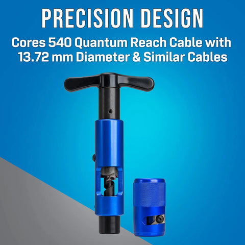 Hardline Coring And Stripping Tool Kit For 540QR Cable With Heavy Duty Aluminum Body and T Handle on blue gradient background