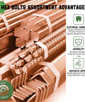 Premium Durable Red Copper M8x16 Metric Hex Socket Cup Cap Screws 8 Pack For Engines And Heavy Gear displayed in an assortment.