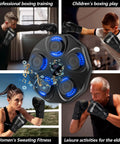 Music Boxing Machine Interactive Punching Trainer With Boxing Gloves Wall Mounted Electronic Boxing Target for all ages shown in use