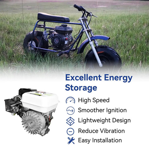Aluminum 212 Hemi Flywheel For Predator 212cc 224cc 60363 Engines Plus Honda GX160 GX200 Clones with mini bike in field