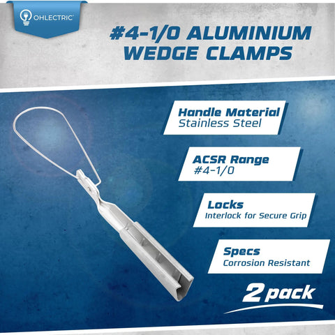 Two Pack Aluminum Wedge Cable Clamps With Stainless Steel Ball Handle And Pro Grade Secure Locking System For Aerial Cable Tightening And Sag Prevention, Heavy Duty Durable Clamp For Flat Or Round Cables.