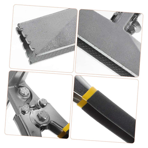 Close-up of Hand Seamer Tool With Straight Jaw Manual Metal Bender showing jaws, ergonomic handles, and construction details
