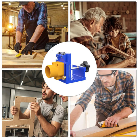 Heavy Duty Pocket Hole Jig Kit With Integrated Dust Catcher Quick Lock Handles and Dead Accurate Alignment for woodworking tasks.