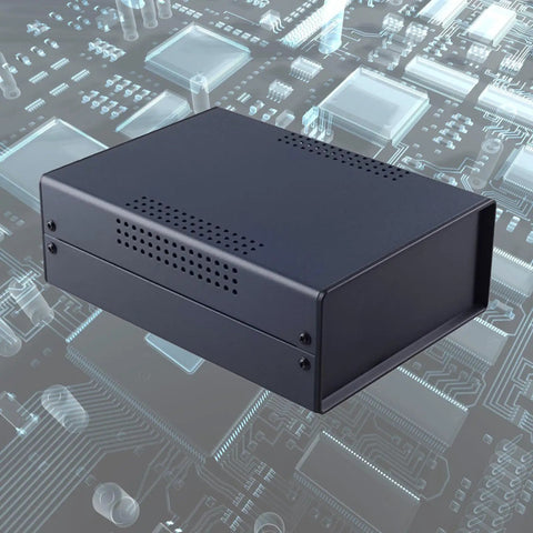 Tough As Nails Industrial Enclosure Box For Wire Junction And Distribution Control With ABS Panel, shown in tech environment.