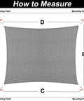 How to measure guide for Six By Eight Foot Rectangle Sun Shade Sail Canopy For Outdoor Patio And Garden UV Block 96 Percent Breathable Fabric 185 GSM Heavy Duty Shade Cloth Not Waterproof Gray Customizable