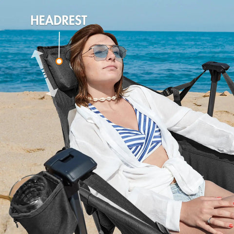 Person relaxing on Two Pack Hammock Camping Chair Outdoor Portable Swing Chair Set with Breathable Mesh on beach