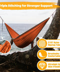 Ultra Light Travel Camping Hammock With 300kg Load Capacity 275x140 Cm Parachute Nylon Breathable Quick Drying Fabric