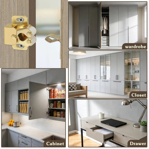 Top Notch Gold Double Roller Catch Cabinet Latches Built Tough Cold Rolled Steel Door Hardware Smooth Action Rock Solid Fit For Pantry Cupboards And Drawers 12 Piece Set
