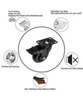 Moogiitools 3-inch PVC swivel caster wheels with dual locking brakes, set of 4, 1500 lb capacity, polyurethane rubber.