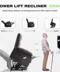 Power Lift Recliner With Massage And Heat For Seniors, Electric Lift Chair With USB Charging, grey recliner in lift position.