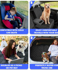 Dog Car Seat Cover For Back Seat 60 40 Split Bench, Waterproof Oxford Fabric used in various settings with dogs and kids