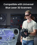 Heavy Duty OD5 Blue Laser Filter Safety Glasses For Precision 3D Scanning With Sick Eye Protection And Crystal Clear Ultraviolet Shielding For Hobbyists worn by man using 3D scanner.